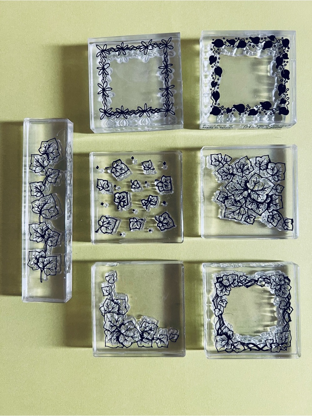 Nature Theme Acrylic Block Mounted Rubber Stamps Ivy Frames Border Floral